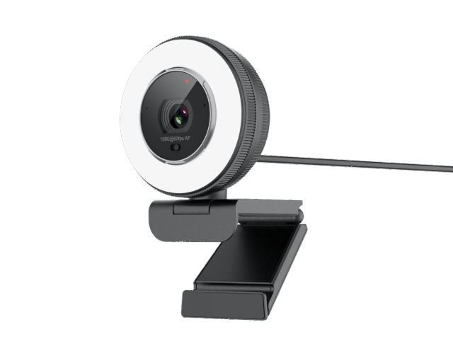 1080P Autofocus Webcam with 60FPS Video and Adjustable Fill Light for Online Communication