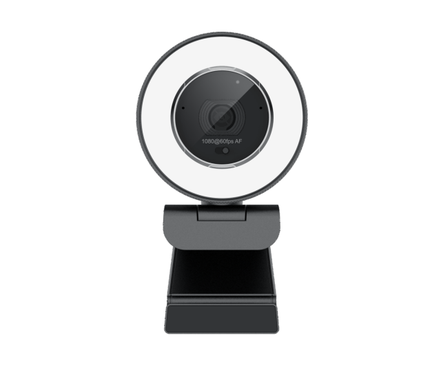 Business Conference Webcam with 1080P 60FPS Video and Adjustable Lighting