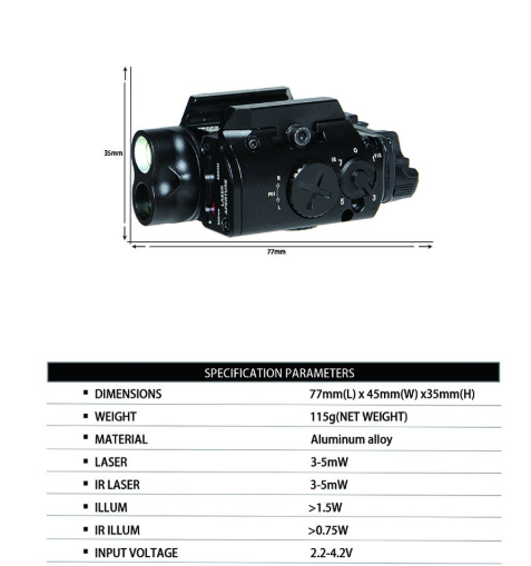 Tactical XVL2-IRC Adjustable Brightness Flashlight (Aiming Device)