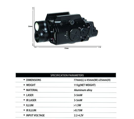 Tactical XVL2-IRC Adjustable Brightness Flashlight (Aiming Device)