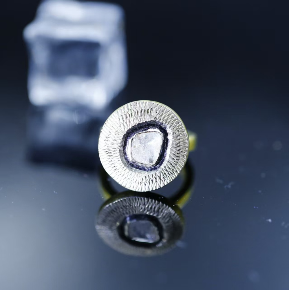 Finished silver-set SL2 grade Botswana ‌ diamond ring (return to Thailand exhibition 2025)