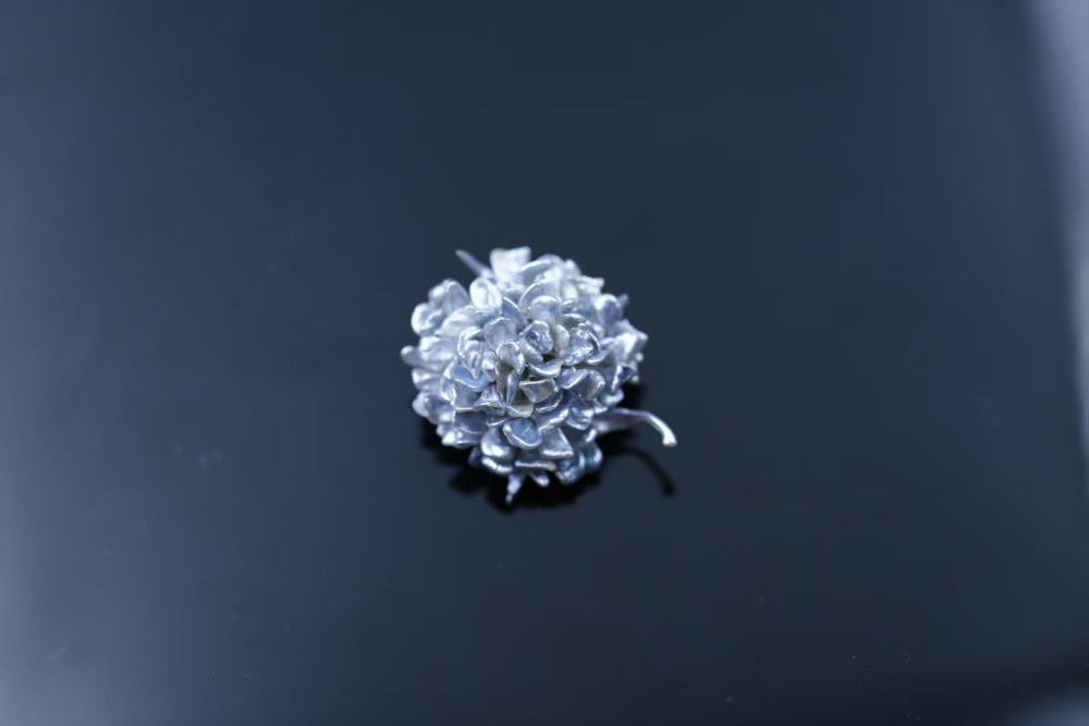 Hand-woven Flower-shaped South Sea Blue Keshi Pearl Brooch