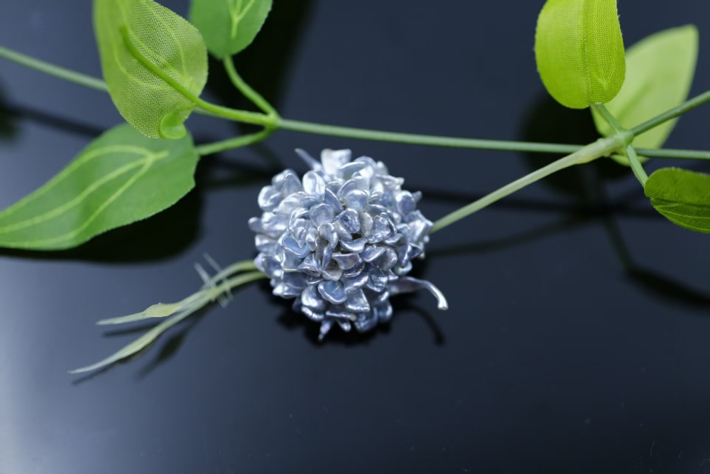 Hand-woven Flower-shaped South Sea Blue Keshi Pearl Brooch