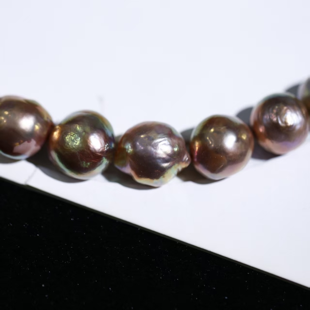 15mm+ extra-large size edison wrinkled skin baroque near round metallic pearl bare beads for necklace/chain