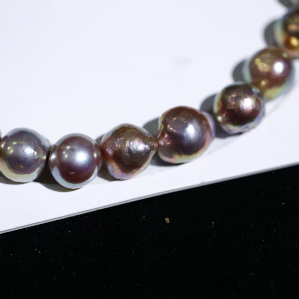 15mm+ extra-large size edison wrinkled skin baroque near round metallic pearl bare beads for necklace/chain