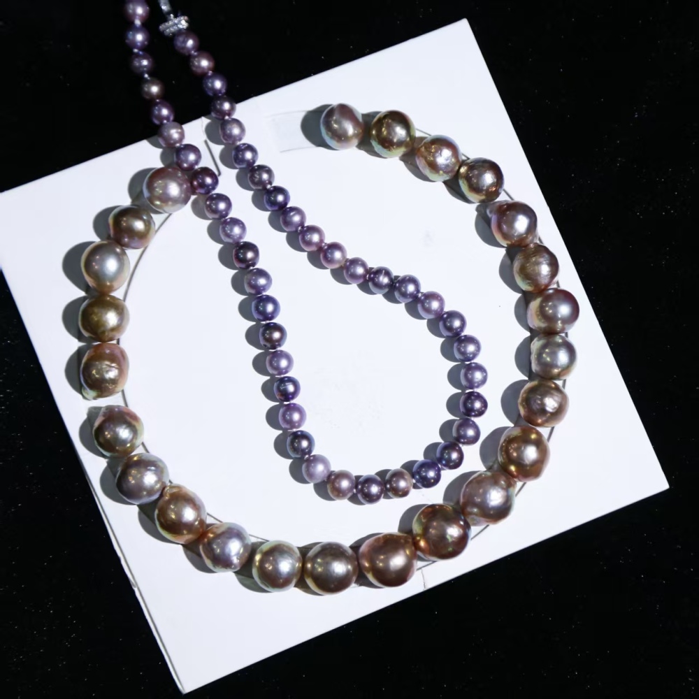 15mm+ extra-large size edison wrinkled skin baroque near round metallic pearl bare beads for necklace/chain