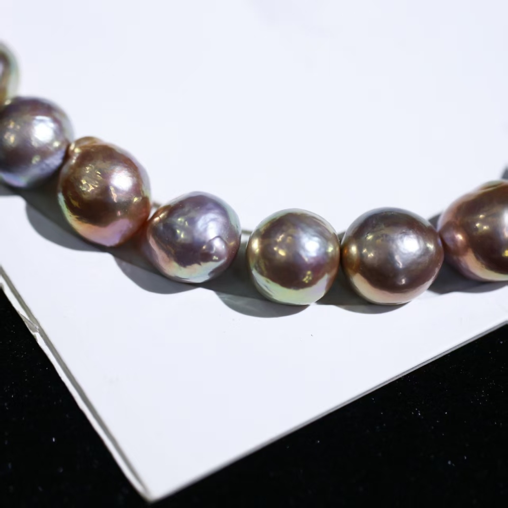 15mm+ extra-large size edison wrinkled skin baroque near round metallic pearl bare beads for necklace/chain
