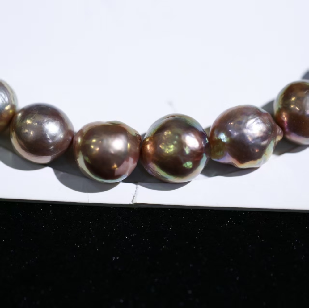 15mm+ extra-large size edison wrinkled skin baroque near round metallic pearl bare beads for necklace/chain