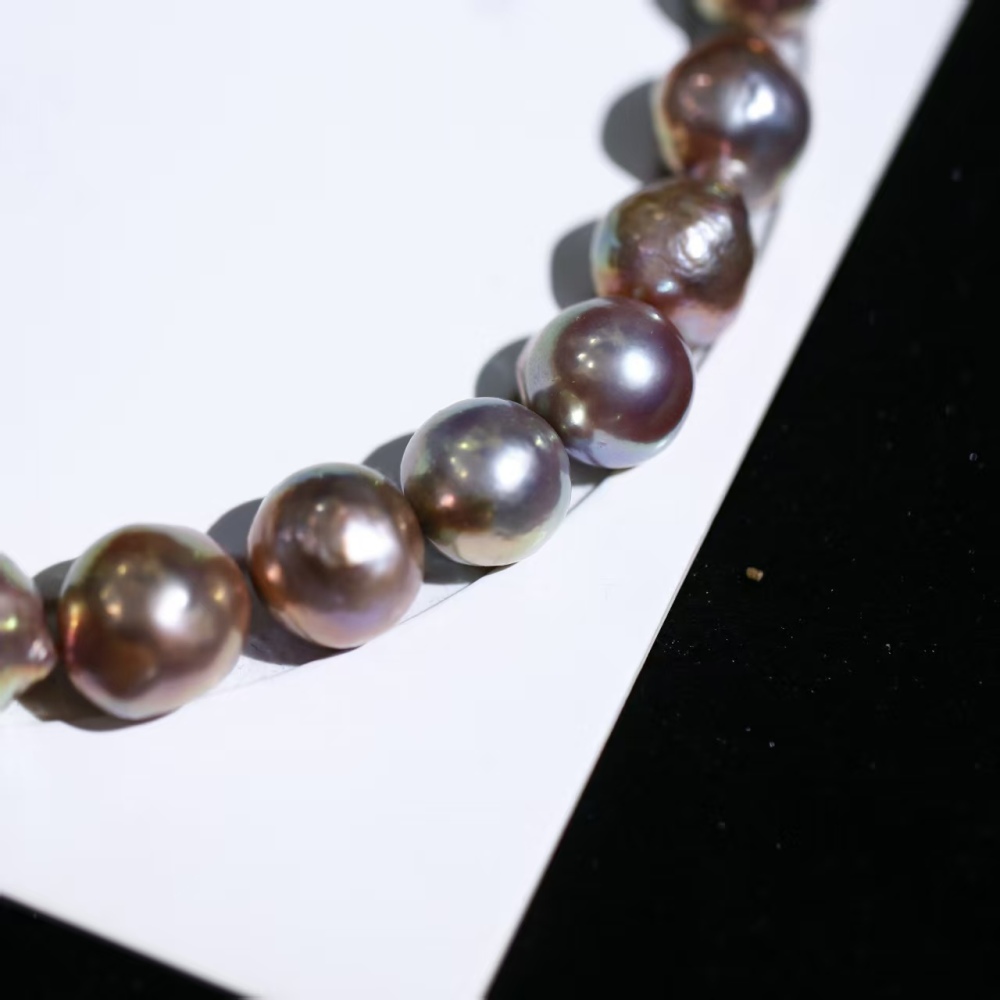 15mm+ extra-large size edison wrinkled skin baroque near round metallic pearl bare beads for necklace/chain