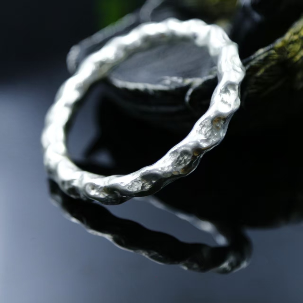 Pure hand-polished 999 pure silver 59mm inner circle bracelet