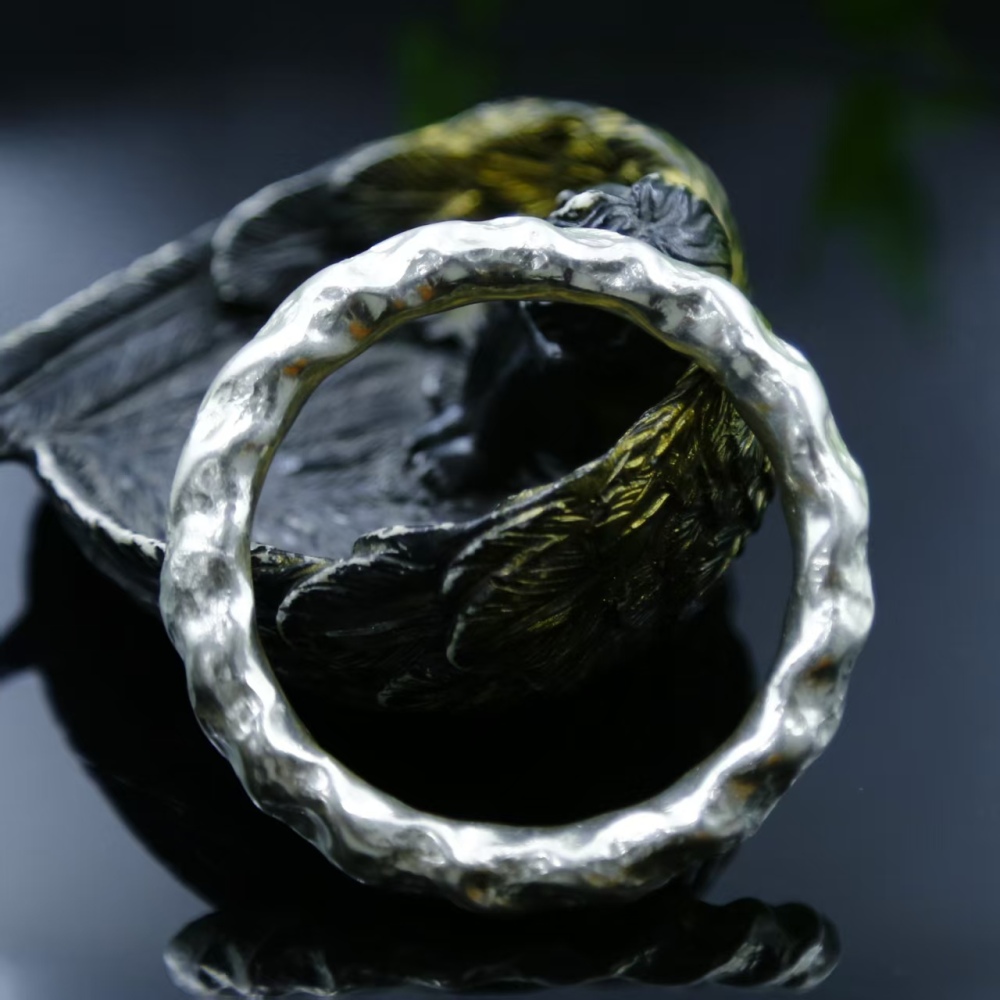 Pure hand-polished 999 pure silver 59mm inner circle bracelet