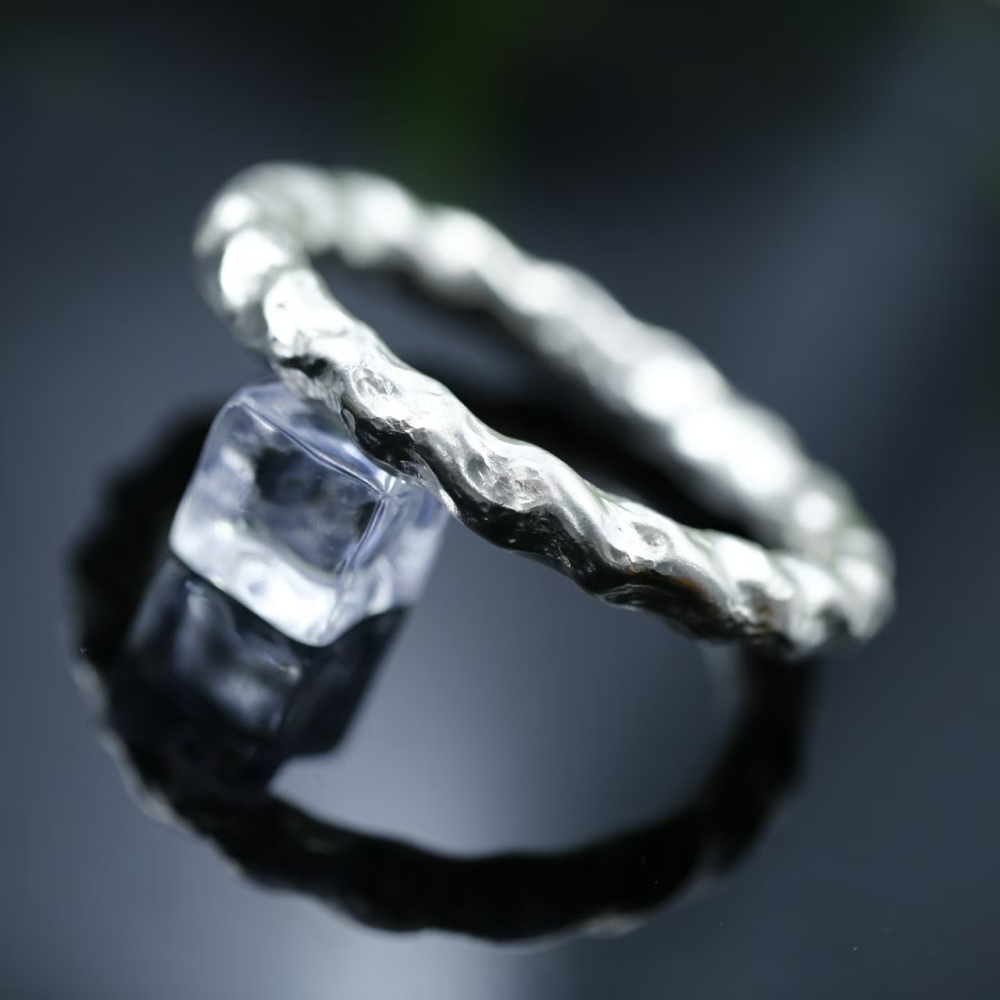 Pure hand-polished 999 pure silver 59mm inner circle bracelet