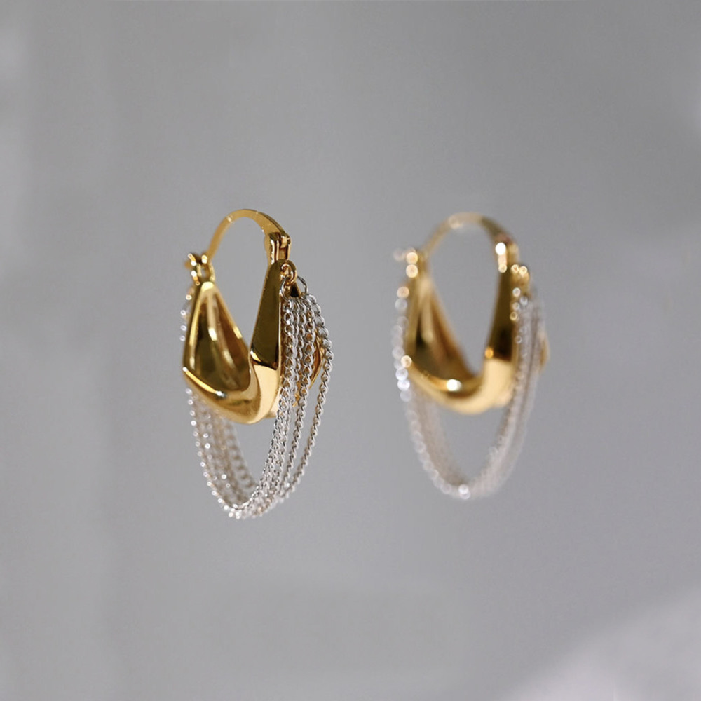 Fringed design earrings for women fashionable and individualistic cold style retro French zinc alloy earrings