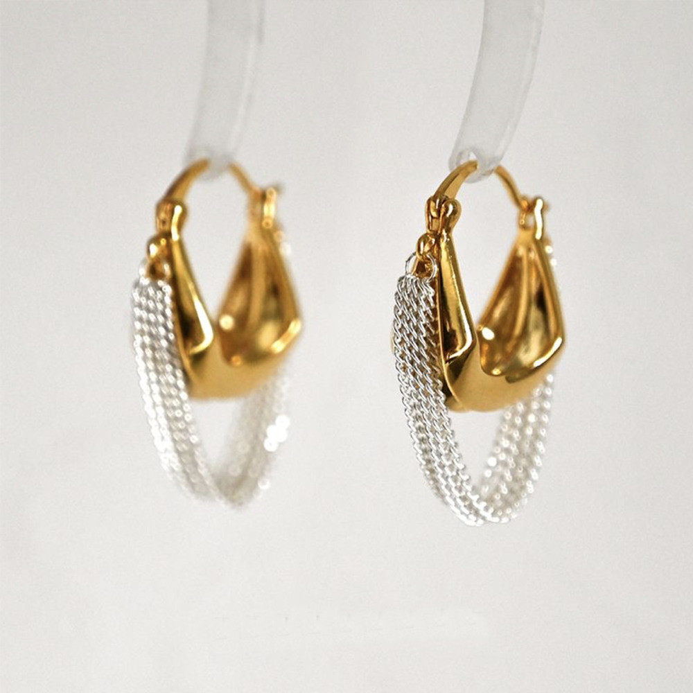 Fringed design earrings for women fashionable and individualistic cold style retro French zinc alloy earrings