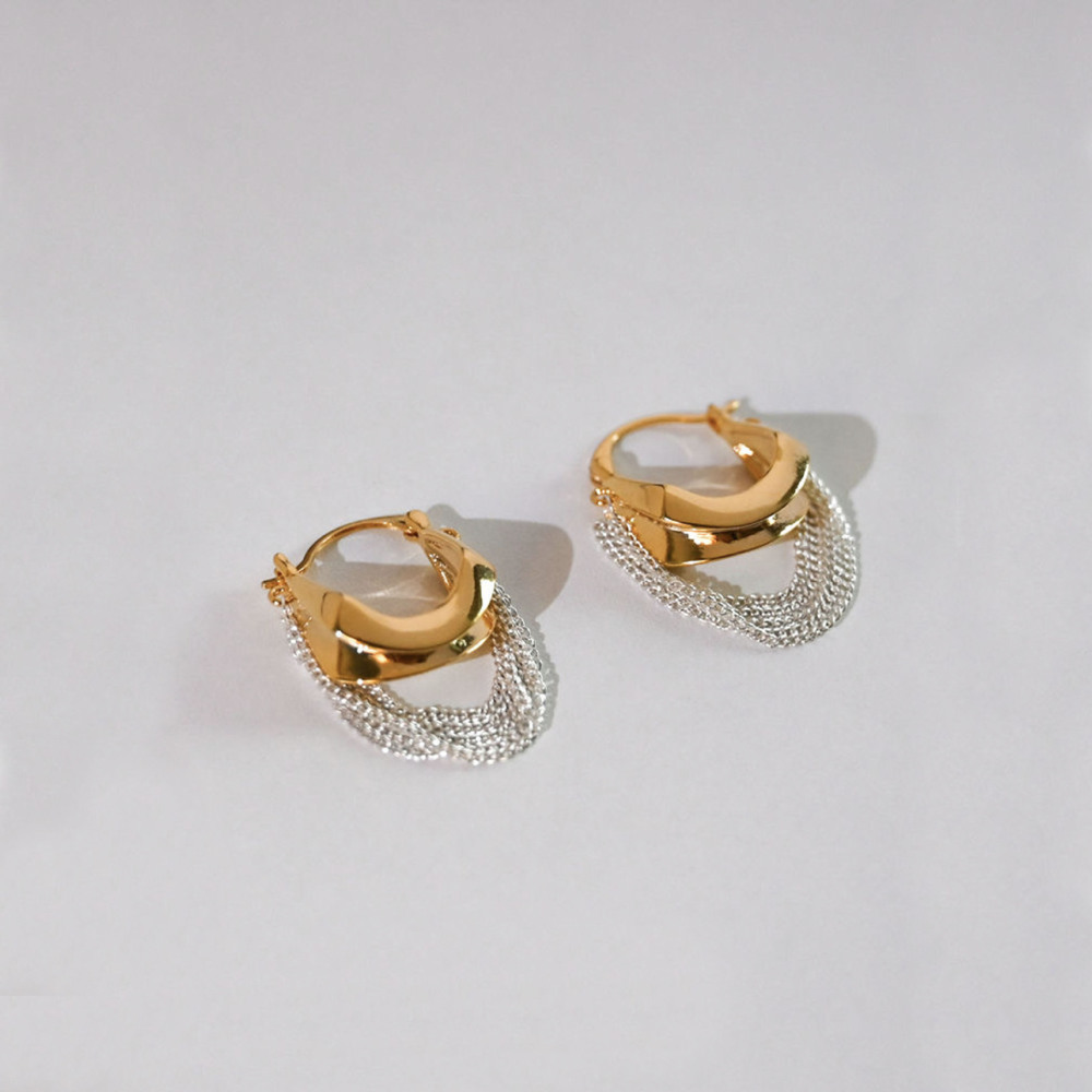 Fringed design earrings for women fashionable and individualistic cold style retro French zinc alloy earrings