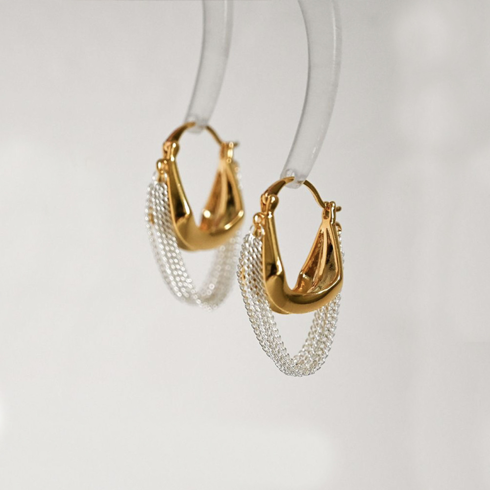 Fringed design earrings for women fashionable and individualistic cold style retro French zinc alloy earrings