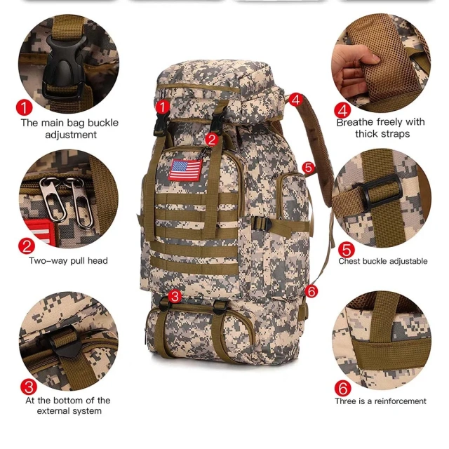 Oleaderbag Men's Hiking Backpack Waterproof Training Camping Backpack Travel Day Bag  Military Sling Bag for Men Outdoor Small Backpack Pack Shoulder Mini Concealed Carry One Strap Go Bag