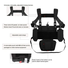 Adjustable Detachable Tactical Modular Vest with Mag Pouch Tactical Chest Rig Tactical Molle Micro Chest Rigs Tactical Equipment Gear Vest Outdoor Adjustable Chest Rig with Pouches Heavy Duty Tactical Rig Hunting Vest