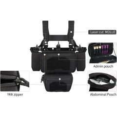Adjustable Detachable Tactical Modular Vest with Mag Pouch Tactical Chest Rig Tactical Molle Micro Chest Rigs Tactical Equipment Gear Vest Outdoor Adjustable Chest Rig with Pouches Heavy Duty Tactical Rig Hunting Vest