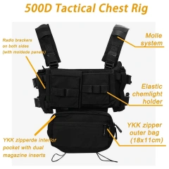 Nylon Tactical Molle Chest Rig with Mag Pouches Modular Micro Tactical Vest for Hunting Training Outdoor Chest Rig Bag Vest Multi Functional Adjustable Training Tactical Chest Rig Bag Heavy Duty Tactical Chest Rig