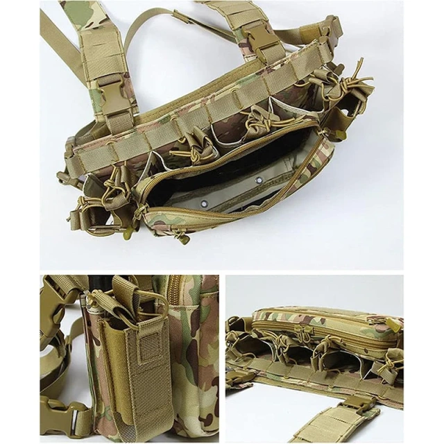 Outdoor Tactical Chest Rig Vest Camouflage Hunting Tactical Chest Rig With Magazine Pouch Tactical Camouflage Chest Rig Field Equipment Tactical Vest Heavy Duty Hunting Camouflage Vest Tactical Chest Rig Multi-function Tactical Chest Rig