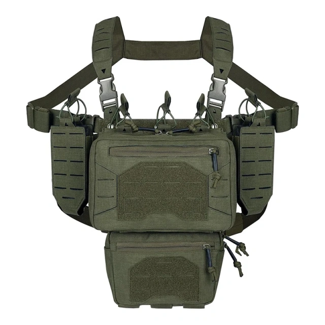 Adjustable Detachable Tactical Modular Vest with Mag Pouch Tactical Chest Rig Tactical Molle Micro Chest Rigs Tactical Equipment Gear Vest Outdoor Adjustable Chest Rig with Pouches Heavy Duty Tactical Rig Hunting Vest