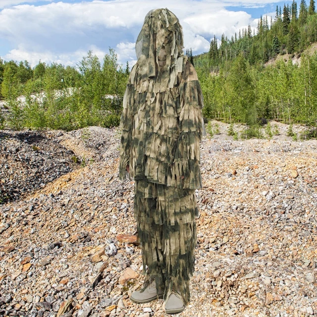 Hot Sale Camouflage Camo Suit for Hunting Forest Woodland Durable Ghillie Suit Tactical Camouflage Clothing  Ghillie Suit Professional Outdoor Camouflage Clothing Hunting Mesh Suit for Outdoor Activities