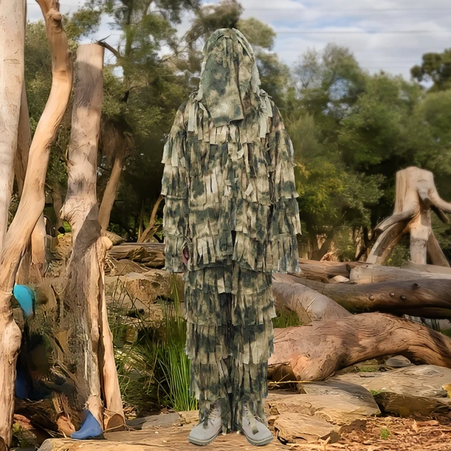 Hot Sale Camouflage Camo Suit for Hunting Forest Woodland Durable Ghillie Suit Tactical Camouflage Clothing  Ghillie Suit Professional Outdoor Camouflage Clothing Hunting Mesh Suit for Outdoor Activities