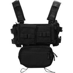 Nylon Tactical Molle Chest Rig with Mag Pouches Modular Micro Tactical Vest for Hunting Training Outdoor Chest Rig Bag Vest Multi Functional Adjustable Training Tactical Chest Rig Bag Heavy Duty Tactical Chest Rig
