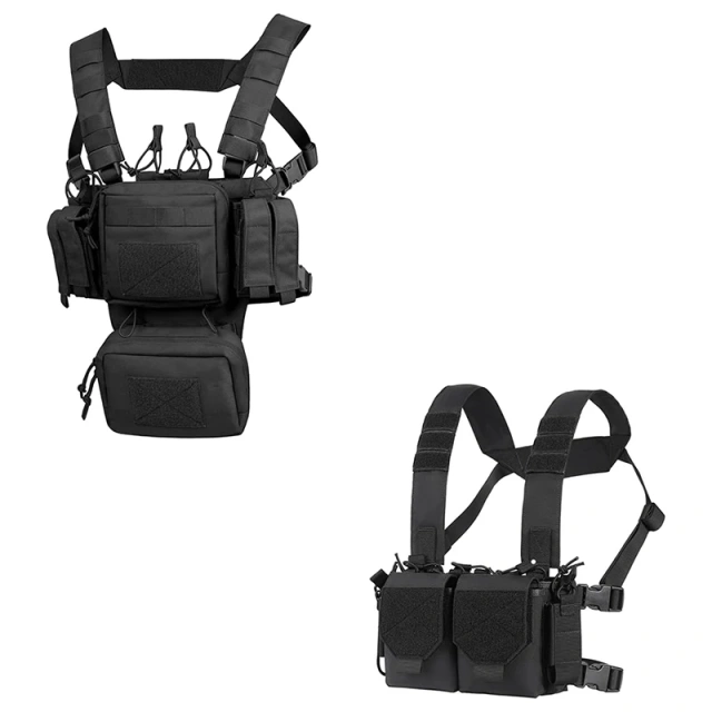 Wholesale Tactical Chest Rig Camouflage Tactical Vest Adjustable Detachable Tactical Molle Chest Rigs with Mag Pouch Multipurpose Tactical Chest Rig Elastic Tactical Chest Rig with Mag Pouch High Quality Tactical Chest Rig for Hunting