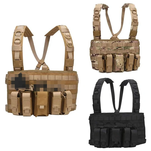 Outdoor Tactical Gear Molle Vest Pouch Bag Carrier Camouflage Tactical Chest Rig Heavy Duty Tactical Chest Rig Vest Tactical Gear Chest Rig Vest Bag Tactical Vest Chest Rig with Magazine Pouch Heavy Duty Molle Tactical Vest