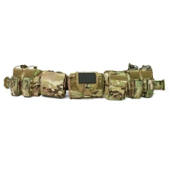 Outdoor Tactical Belt Set Combination Detachable Adjustable Waist Belt With Accessory Packs Hunting Game Tactical Belt  Wear-resistant Lightweight Elastic Belts Men Stretch Canvas No Metal Plastic Buckle Work Travel Sports Waist Belts