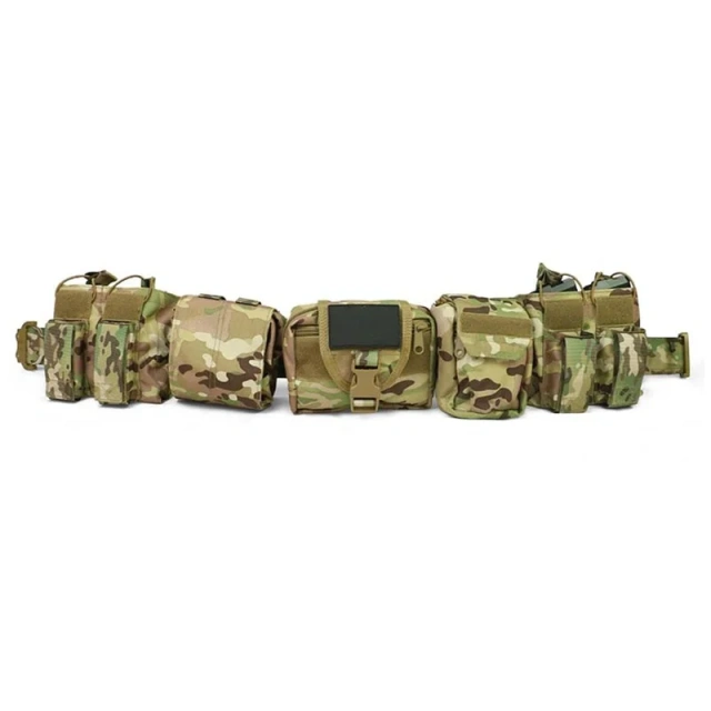 Outdoor Tactical Belt Set Combination Detachable Adjustable Waist Belt With Accessory Packs Hunting Game Tactical Belt  Wear-resistant Lightweight Elastic Belts Men Stretch Canvas No Metal Plastic Buckle Work Travel Sports Waist Belts
