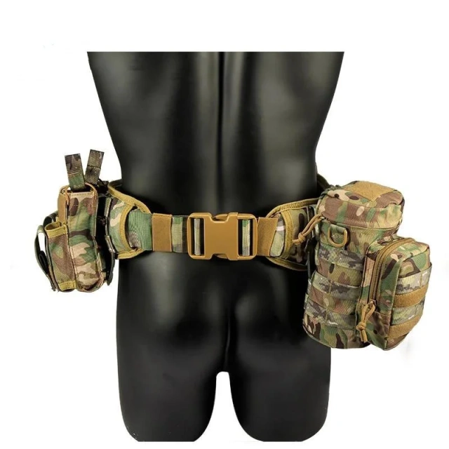 Premium Training Tactical Belt with Holster Pouch Hunting Gadget Pouch Waist Bag Detachable Outdoor Adjustable Padded Duty Belt  Men Adjustable Nylon Wear-resistant Lightweight Belts Adjustable Sports Training Metal Buckle Fully Tactical Belt