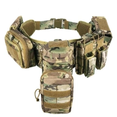 Premium Training Tactical Belt with Holster Pouch Hunting Gadget Pouch Waist Bag Detachable Outdoor Adjustable Padded Duty Belt  Men Adjustable Nylon Wear-resistant Lightweight Belts Adjustable Sports Training Metal Buckle Fully Tactical Belt