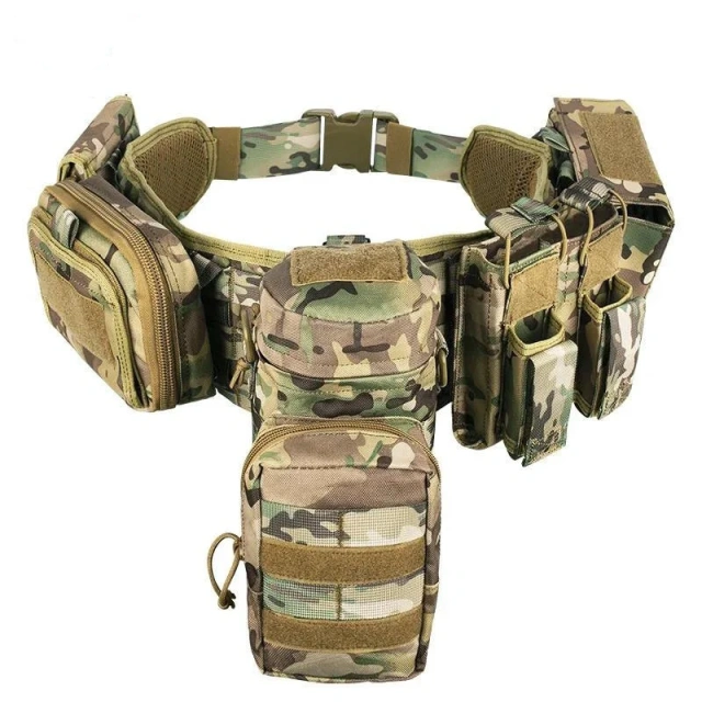 Premium Training Tactical Belt with Holster Pouch Hunting Gadget Pouch Waist Bag Detachable Outdoor Adjustable Padded Duty Belt  Men Adjustable Nylon Wear-resistant Lightweight Belts Adjustable Sports Training Metal Buckle Fully Tactical Belt