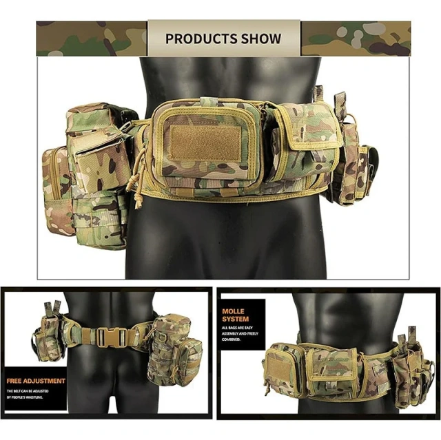 Lightweight High Duty Premium Multifunctional Tactical Battle Belts Quick-release Sport Enthusiasts Buckle Tactic Waist Belt  Wholesale Wear-resistant Unisex Tactical Belt Durable Narrow Width Elastic Stretch Webbing Micro Adjust Buckle