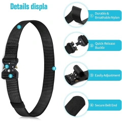 Lightweight Tactical Belt Riggers Belts Men and Women Quick Release Heavy Duty Men and Women Tactical Belt  High Quality Ratchet Tactical Belts for Men Nylon Web Men Casual Belt for Jeans Pants Adjustable Belt with Slide Buckle
