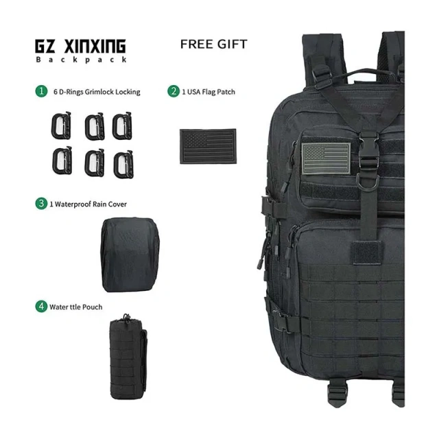 Large Tactical Backpack Heavy Duty Waterproof Tactical Hiking Bags Rucksack Tactical Backpacks for Climbing Outdoor Leisure Sling Chest Bag Cross body Military Cycling Bag Portable Sling Day pack