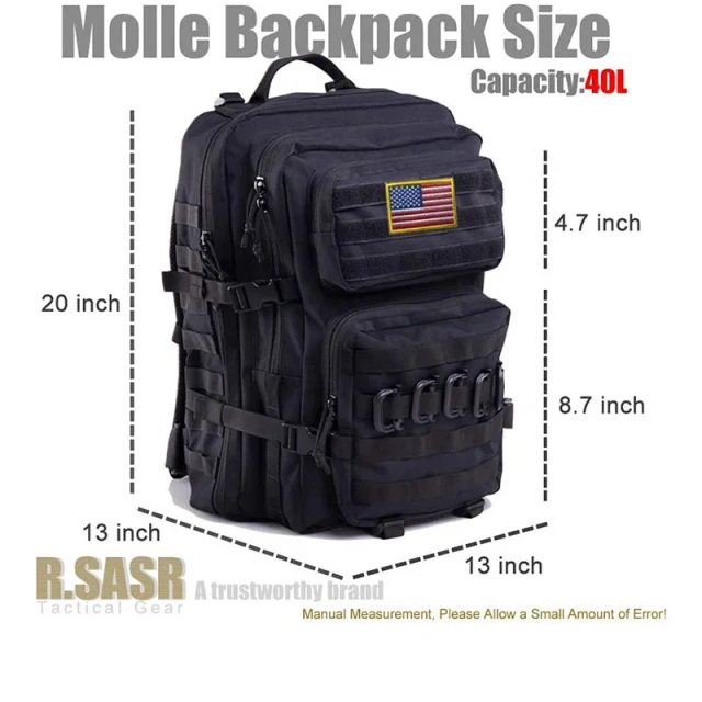 Custom Logo High Quality Tactical Rucksack Tactical Training Backpack for Outdoor Traveling Tactical Backpack  Sport Tactical Backpack Military Travel Hunting Gear Pack Outdoor Travel Rucksack