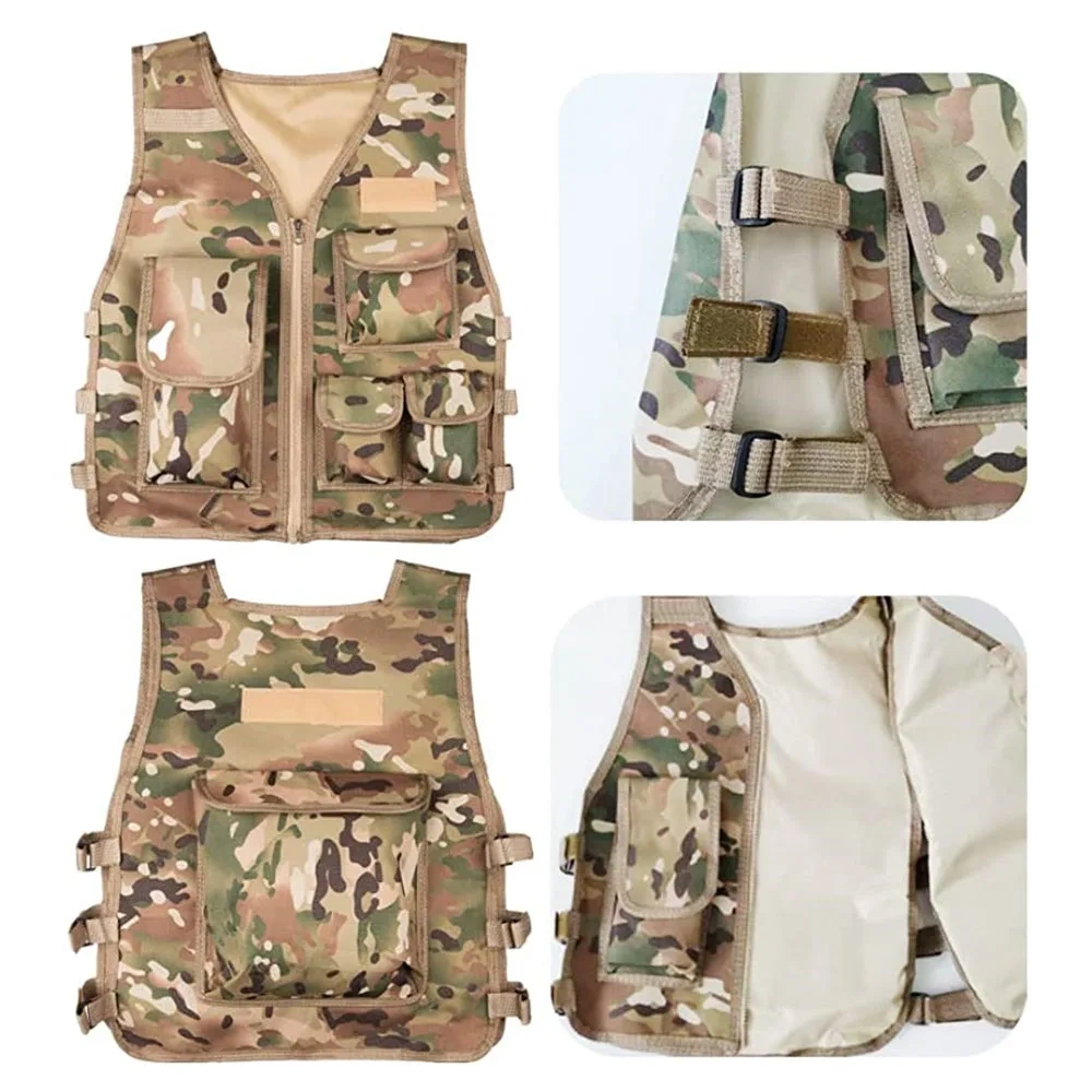 Hot Selling High Quality Children Training Vest Outdoor Tactical Hunting Vest for Kids Adjustable Kids Tactical Vest  Oversized Training Vest Adjustable Breathable Assault Training Vest with Detachable Belt and Holster