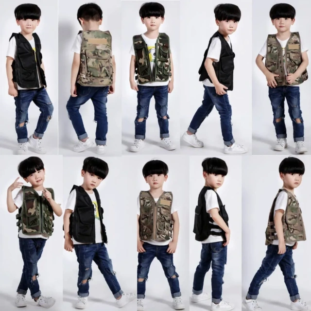 Hot Selling High Quality Children Training Vest Outdoor Tactical Hunting Vest for Kids Adjustable Kids Tactical Vest  Oversized Training Vest Adjustable Breathable Assault Training Vest with Detachable Belt and Holster
