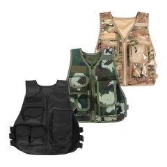 Hot Selling High Quality Children Training Vest Outdoor Tactical Hunting Vest for Kids Adjustable Kids Tactical Vest  Oversized Training Vest Adjustable Breathable Assault Training Vest with Detachable Belt and Holster
