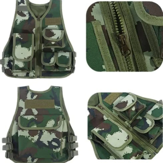 Hot Selling High Quality Children Training Vest Outdoor Tactical Hunting Vest for Kids Adjustable Kids Tactical Vest  Oversized Training Vest Adjustable Breathable Assault Training Vest with Detachable Belt and Holster