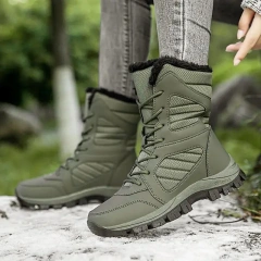 Fashionable Warm Snow Boots Men's Plush Lace-Up Winter Boot Comfort Platform Outdoor Wear-resistant Tactical Oxford Boots Durable Waterproof Tactical Safety Boots Outdoor Men Work Boots Anti-smash Stab-resistant Safety Oxford wear-resistant Boot