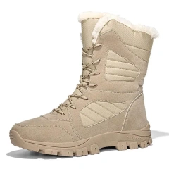 Fashionable Warm Snow Boots Men's Plush Lace-Up Winter Boot Comfort Platform Outdoor Wear-resistant Tactical Oxford Boots Durable Waterproof Tactical Safety Boots Outdoor Men Work Boots Anti-smash Stab-resistant Safety Oxford wear-resistant Boot