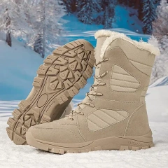 Fashionable Warm Snow Boots Men's Plush Lace-Up Winter Boot Comfort Platform Outdoor Wear-resistant Tactical Oxford Boots Durable Waterproof Tactical Safety Boots Outdoor Men Work Boots Anti-smash Stab-resistant Safety Oxford wear-resistant Boot