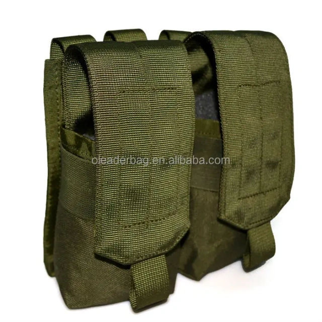 Olive EMDOM CQB AK-M4 Double Mag Pouch Molle System Tactical Molle Revolver Holster Universal Shot Speed Loader Accessory Bag Small Mag Double Pouch Conceal Holder Tool Pouch