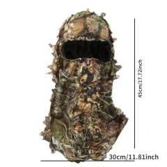 Full Face Mask Headwear Quality Tactical Mask Camouflaged Outdoor Hunting Face Masks Camouflage Headgear Hunting Headgear Full Face Mask 3D Leaf Camouflage Headgear for Hunting