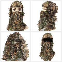 Full Face Mask Headwear Quality Tactical Mask Camouflaged Outdoor Hunting Face Masks Camouflage Headgear Hunting Headgear Full Face Mask 3D Leaf Camouflage Headgear for Hunting